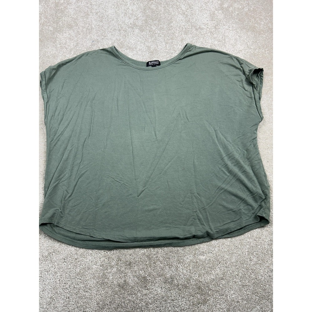 Buffalo David Bitton Shirt Womens XXL Green Crew Neck Cap Sleeve Relaxed Top